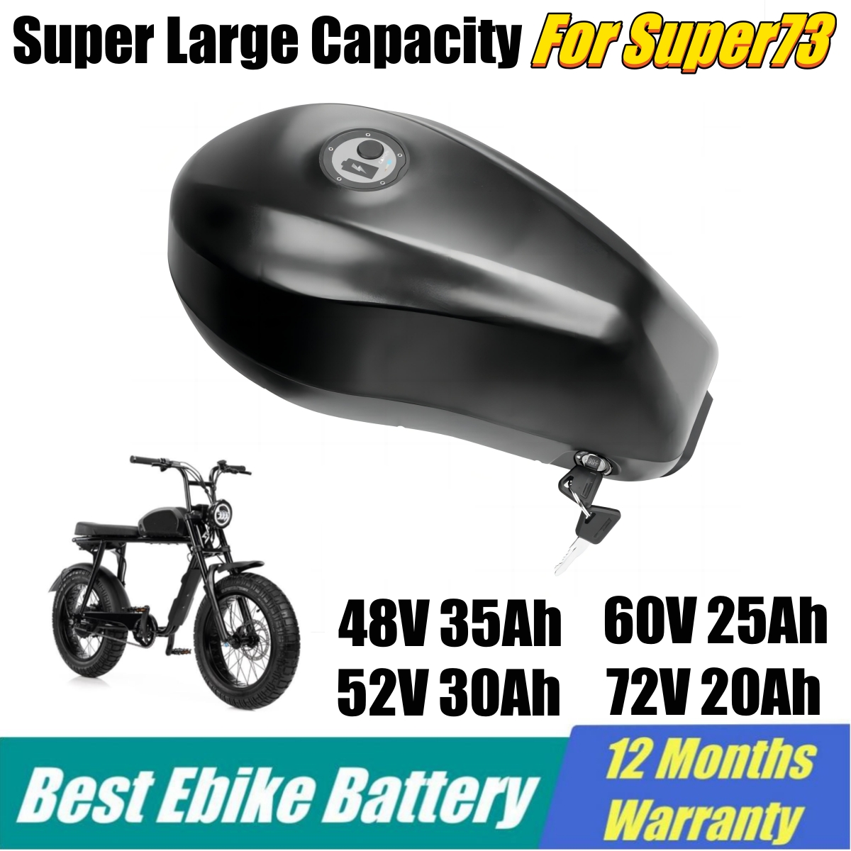 Super73 Ebike Battery Replacem - 60V 30Ah 21700 Battery Pack recension och pris